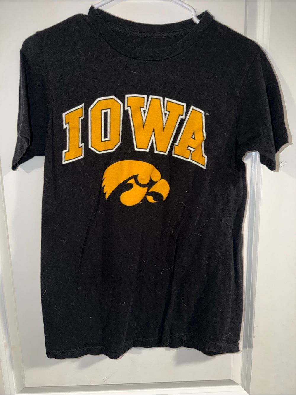 SHEIN Black Short Sleeve Tee with Gold Iowa Graphic